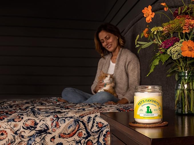 Pet's Favorite Pet Friendly Candles with a Natural Fiber Wick, Clean Burning Long Lasting with a 70 Hour Burn Time, Lemon Zest Pack of 2