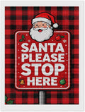 AIVKIEJK Diamond Painting Kits for Adults - Holly & Stars, Santa Please Stop Here Painting DIY 5D Full Drill Diamond Dots Paintings with Diamonds Gem Art and Crafts Home Decor 12"x16"