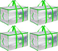 Storage and Moving Bags - Heavy Duty, Dust Protection and Water Resistant, Durable Zipper Closure and Sturdy Handles Best Moving Boxes Alternative (Green, 4 Pack)