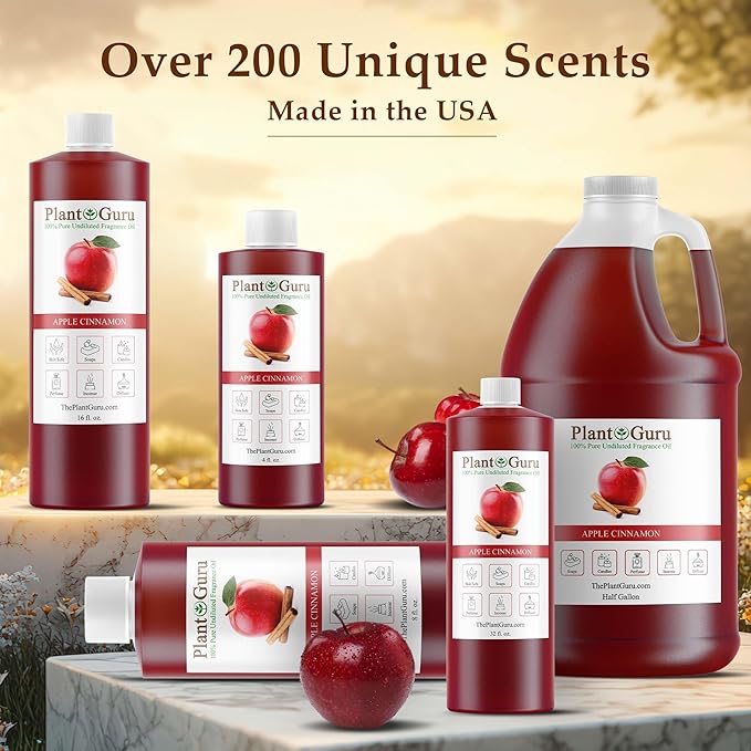 Apple Cinnamon Fragrance Oil 4 fl. oz. Scented Oil for DIY Soap Making, Candles, Bath Bombs, Body Butters. Used in Aromatherapy Diffusers, Burners and Warmers. Great Addition to Lotions and Creams.