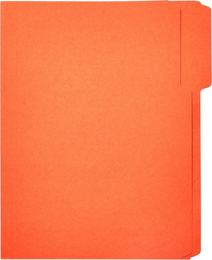 Amazon Basics Sturdy File Folders with Tabs for Filing and Organization, AMZ401, Letter Size, Assorted Colors, 100-Pack