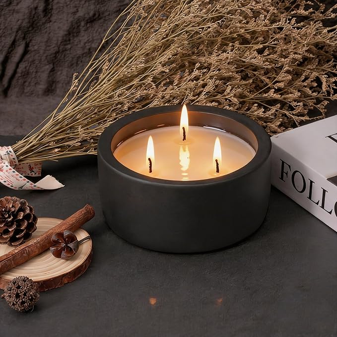 Viyffo 20oz Large Scented Candle – Eucalyptus & Rosemary, 3 Wick Non Toxic Soy Candle, Matte Black Ceramic Jar, Luxury Home Fragrance for Men, Elegant Spring Décor & Premium Birthday Gift