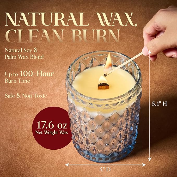 M&SENSE Pear & Freesia Scented Candle | 17.64OZ, 100-Hour Burn | Natural Non-Toxic Soy Wax | Long-Lasting for Mood Healing and Gifting | for Bathroom, Kitchen, Office