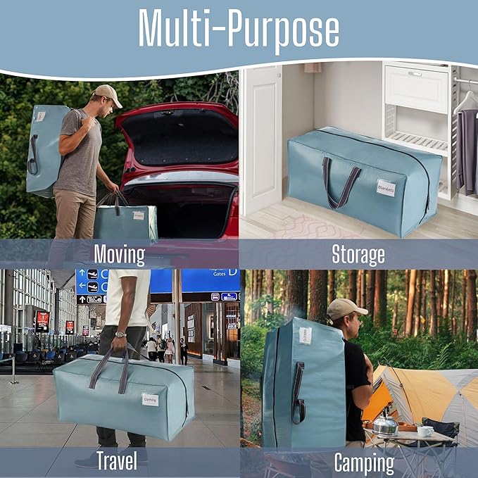VENO 6 Pack Heavy Duty Moving Bags with Backpack Straps, Zippers & Handles, Extra Large Packing Bags for College Dorm Essentials, Moving Supplies Alternative to Cardboard Moving Boxes