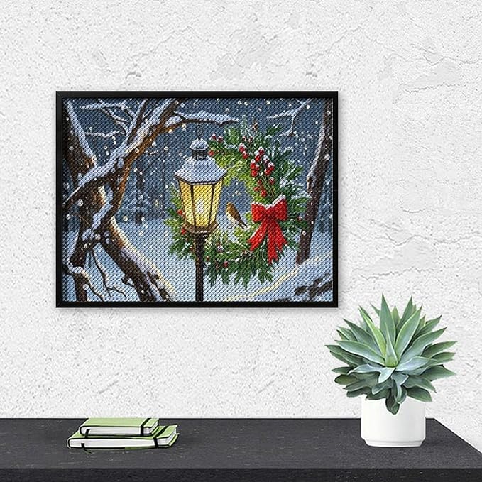 AIVKIEJK Diamond Painting Kits for Adults - Festive Christmas Red Berries & Golden Baubles Painting DIY 5D Full Drill Diamond Dots Paintings with Diamonds Gem Art and Crafts Home Decor 12"x16"