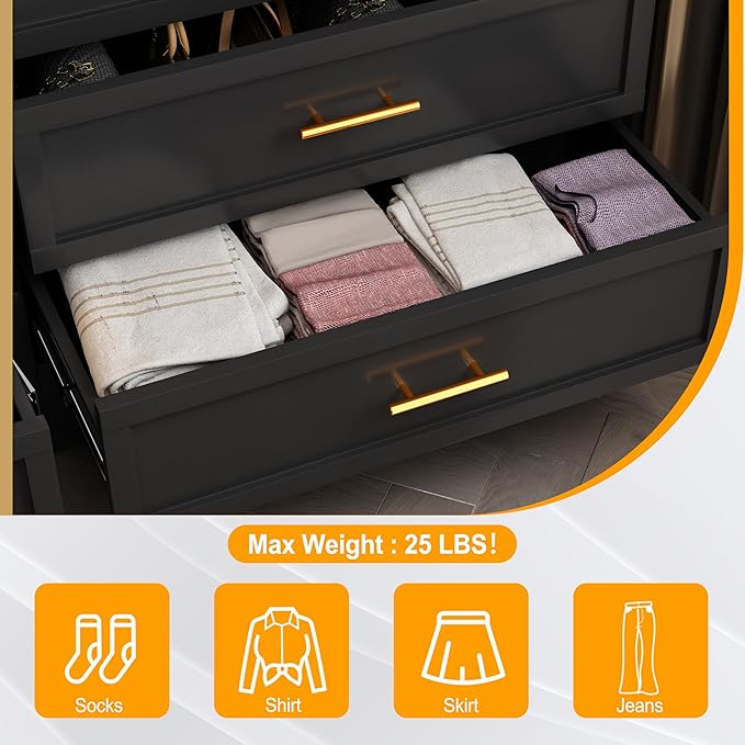 Ckzbx Metal Dresser for Bedroom 3 Drawers Dresser Metal Storage Organizer,34.25" H Drawer Chest, Closet Organizers for Living Room, Hallway, Closet (Black)