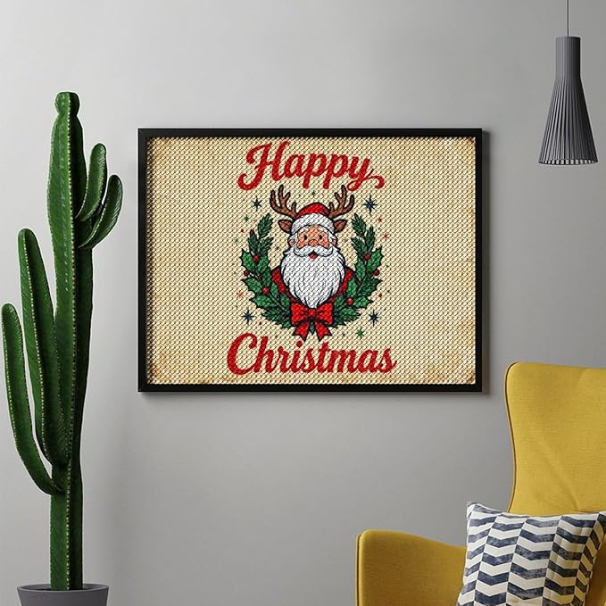AIVKIEJK Diamond Painting Kits for Adults - Christmas Santa Claus Holly Berries & Snowflakes Painting DIY 5D Full Drill Diamond Dots Paintings with Diamonds Gem Art and Crafts Home Decor 12"x16"