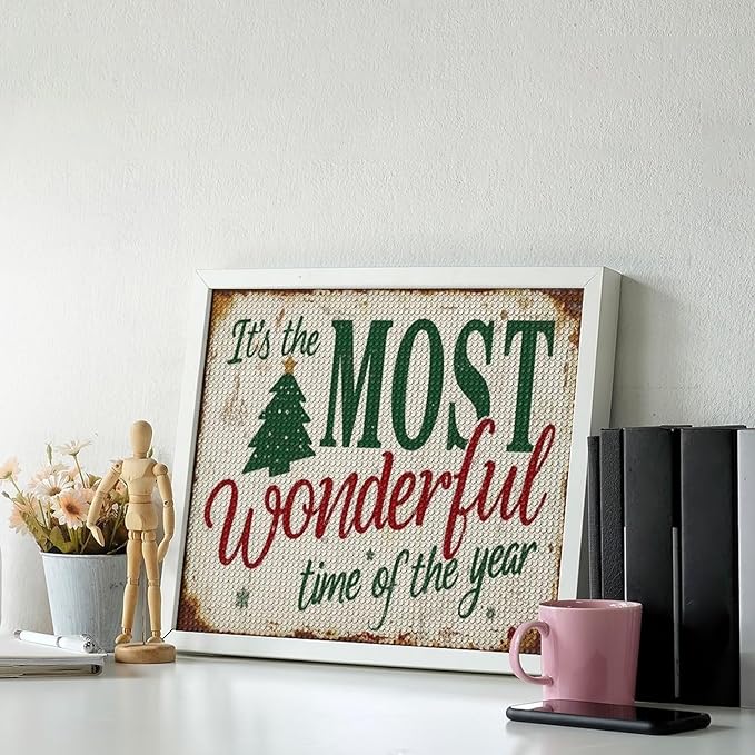 Diamond Painting Kits for Adults - Humorous Quote & Christmas Tree Most Wonderful Time of The Year Painting DIY 5D Full Drill Diamond Dots Paintings with Diamonds Gem Art And Crafts Home Decor 16"x20"