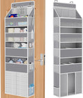 WISELIFE 5-Tier Over the Door Organizer for Hanging - 50LB Heavy-Duty Back of Door Organizer with 5 Spacious Pockets & 13 Mesh Pockets, Multipurpose Storage for Nursery, Bedroom, Closet(1 Pack, Gray)