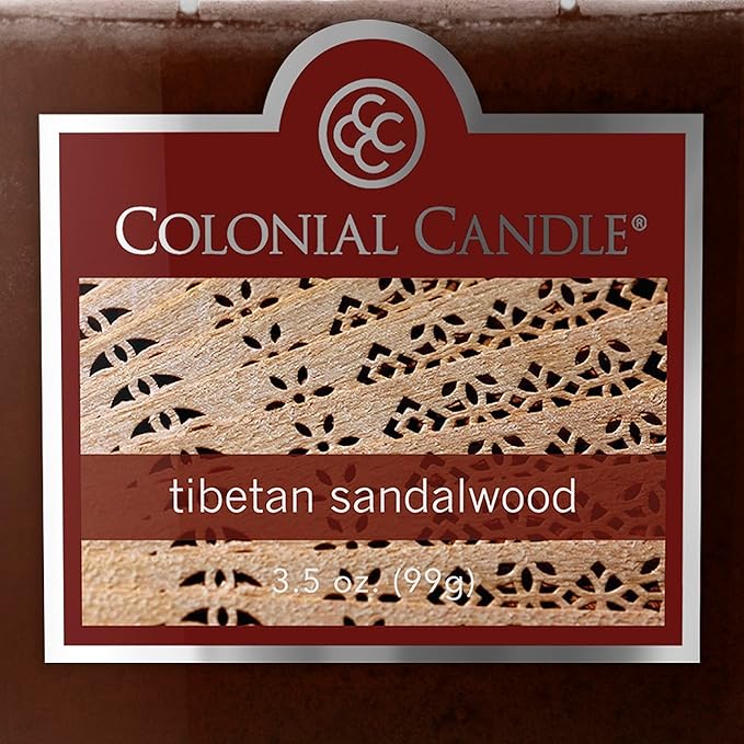 Colonial Candle Tibetan Sandalwood Scented Jar Candle, 2 Wick, 3.5 oz, Mottled Wax Candle