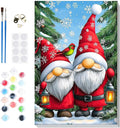 Bowetile Christmas Paint by Numbers for Adults Beginners Framed, Gnome Adults' Paint-by-Number Kits, Adult Paint by Number Kits on Canvas, Acrylic Number Painting for Home Decor, 8x12in