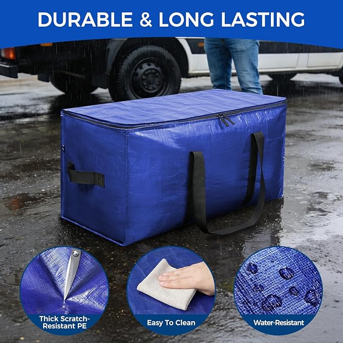BAGAIL Heavy Duty Moving Bags with Strong Handle, Extra Large Moving Boxes, Storage Tote for Clothes, College Moving Supplies(Dark Blue, 6 Pack)