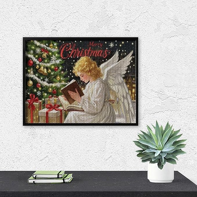 AIVKIEJK Diamond Painting Kits for Adults - Merry Christmas Angel Welcome Painting DIY 5D Full Drill Diamond Dots Paintings with Diamonds Gem Art and Crafts Home Decor 12"x16"