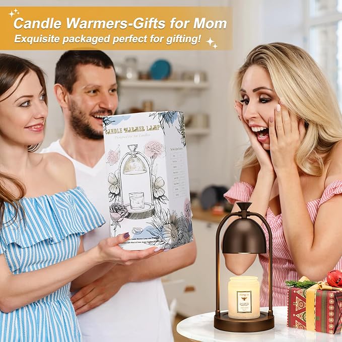 Brown Candle Warmer Lamp with Timer-Electric Candle Light for Bedroom Decor, Aromatherapy at Home | Gifts for Men | Home Gift Ideas