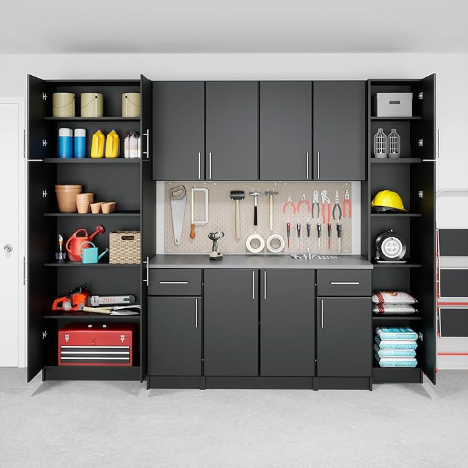 Prepac Elite 32" Wall Cabinet, Black Storage Cabinet with 1 Adjustable Shelf for Kitchen, Bathroom, 12" D x 32" W x 30" H, BEW-3230