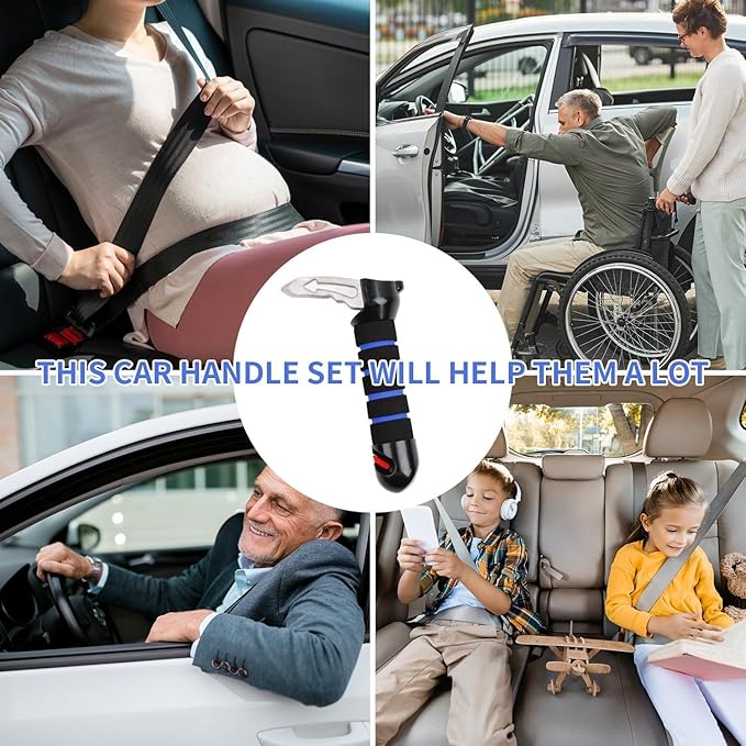 Generic 3-in-1 Elderly Assistance Kit: Standing Aid & Car Assist Grab Handle, Blue, Plastic, 4 inches x 6 inches
