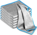 Airlab Glass Polishing Cloth Streak Free Miracle Microfiber Cleaning Cloth Lint Free Cleaning Rags for Glasses Kitchen Dish Mirrors Easy Clean, Pack of 6, 12" x 12", Sliver-Blue