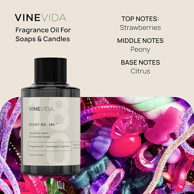 VINEVIDA [4oz] Enchanted Candy; Fragrance Oil for Candle Making and Soap Making - Premium Candle Scents for Soy Candles