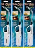 Click-n-Flame 3 Pack Long Flexible Lighter, Refillable Butane, White, Modern Style, Plastic Core, Metal Alloy