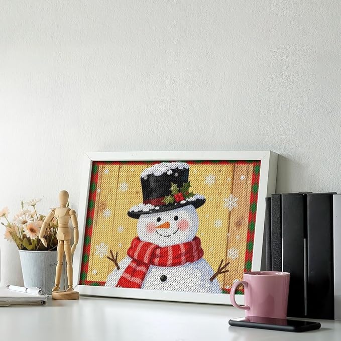 AIVKIEJK Diamond Painting Kits for Adults - Festive Snowman Red Scarf Painting DIY 5D Full Drill Diamond Dots Paintings with Diamonds Gem Art and Crafts Home Decor 8"x12"
