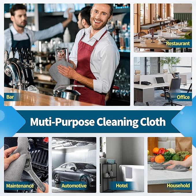 FIXSMITH Grey Microfiber Cleaning Cloth -Pack of 8, Highly Absorbent Cleaning Rags, 16"X12" All Purpose Cleaning Towels for Housekeeping, Kitchen, Car, Lint Free and Reusable Microfiber Towels