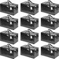 CHVEGLUZ 12 Packs Moving Bags Heavy Duty Extra Large,Storage Bags with Zipper&Handles, Sturdy&Durable Clothes Storage Bags Totes for College Dorm Essentials, Moving Boxes for College Supplies, Black