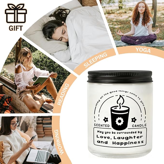 Scented Candles, Lavender Eucalyptus Candles for Home Scented, 7oz Soy Wax Aromatherapy Candle, Calming Candle, Birthday Gifts for Women & Men (May All the Good Things Come to You, Black)