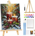 MOGTAA Christmas Paint by Numbers Kit for Adults Beginners with Frame, Christmas Candle Adult Paint by Number Kits on Canvas with Easel, Easy DIY Winter Oil Painting Kits for Home Decor, 8x12in