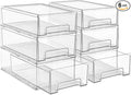 Sorbus Medium Clear Stackable Storage Drawers – 6-Pack Plastic Organizer Bins with Handles – Stackable Pull-Out Storage Drawers for Closet, Pantry, Office, Bathroom, Craft, and Toy Organization