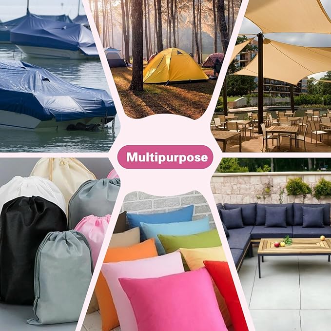 ANMINY 100% Waterproof Outdoor Fabric by The Yard, 58" W 600D Marine Canvas Fabric with PVC Backing, Ripstop Upholstery Material for Furniture Boat Covers Tent Awning, 1 Yard Pink