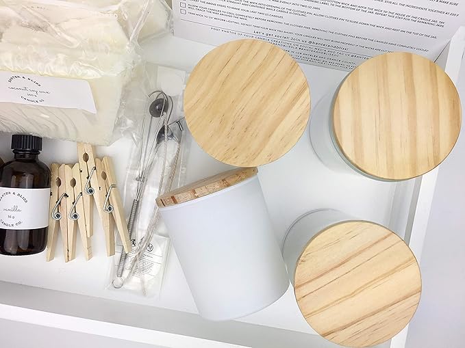 Minimal & Modern DIY Coconut Wax Blend Candlemaking Kit by Banter & Bliss Candle Co. - Makes Four 7 oz. Candles - Make More Kit (32 pieces)