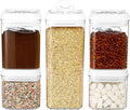 Felli Flip Tite Food Storage Container 5" LARGE 5pk Set + No Residue Label, Airtight Lid Easy Lock Top Stackable, Plastic Canister Jar for Pantry Kitchen Fridge Organizer Pasta Protein Powder Spice
