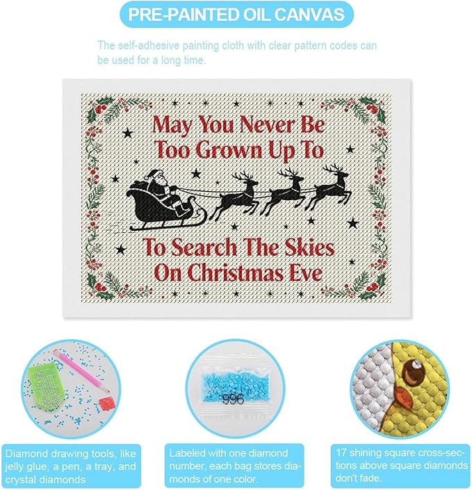 AIVKIEJK Diamond Painting Kits for Adults - Christmas May You Never Grow Too Big Painting DIY 5D Full Drill Diamond Dots Paintings with Diamonds Gem Art and Crafts Home Decor 8"x12"