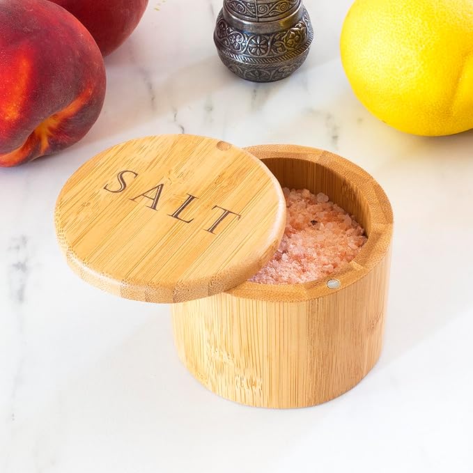 Totally Bamboo Salt Cellar – Wooden Salt Box with Magnetic Lid for Countertop Storage, 6 oz Capacity