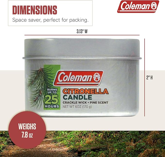 Coleman Scented Tin Citronella Candle - 3 Pack, S'Mores, Pine and Campfire