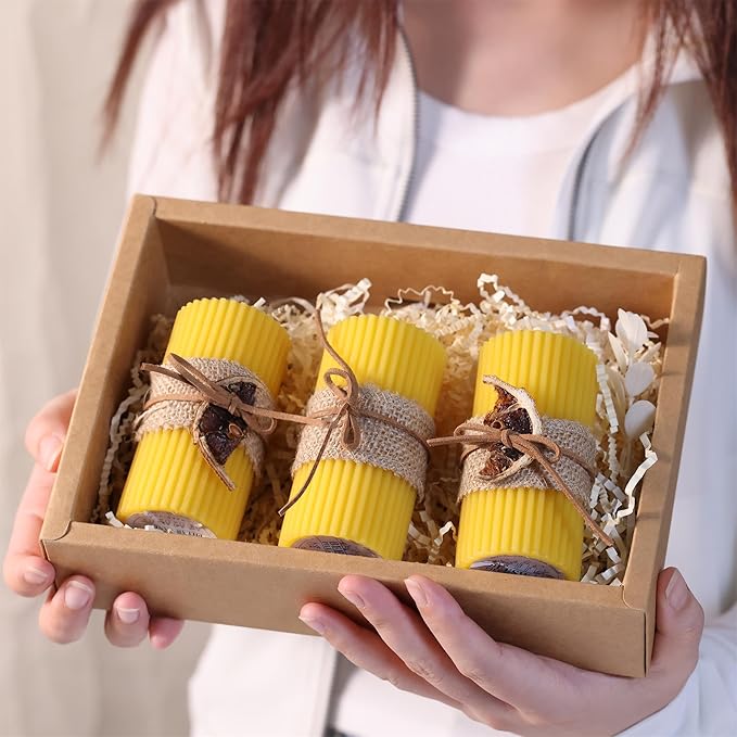 DEVI 6 Pack Pure Beeswax Pillar Candles Bulk-210 Hours, Organic Bees Wax Candles for Home Decor-1.96x3.85 Inch, Unscented Natural Bees Wax Pillar Bulk Candles for Thanksgiving Party