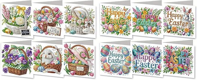 DoxQcs 5D Diamond Art Painting Greeting Cards Kit, DIY Cards for Blessings Congratulations Gifts, Greeting Card Set for Birthday Thanksgiving Day Christmas Halloween-2PCS-2