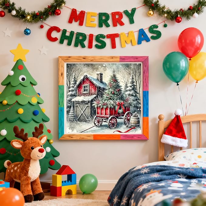 VIGEGU Christmas Diamond Art Kits for Adult,Winter House Diamond Painting for Beginnger,Christmas Tree DIY Full Drill Rhinestone Diamond Dots Gem Painting Home Wall Decor 13.7x13.7 in