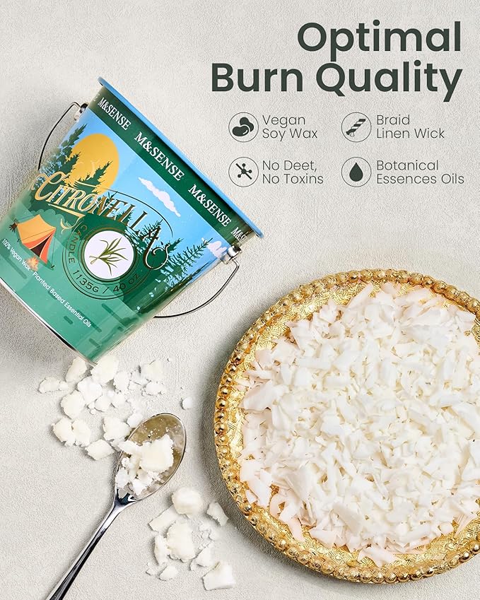 Citronella Candles Outdoor, 250 Hours Burn Natural Citronella Oil Soy Candle for Patio Camping, 40 oz Large Long Lasting Lemongrass Summer Candles for Indoor Home Scented