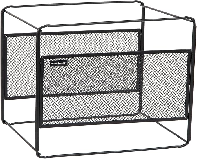 Mind Reader Hanging File Folder Organizer, Desktop Organizer, Storage, Office, Metal Mesh, 13" L x 9.75" W x 10.25" H, Black