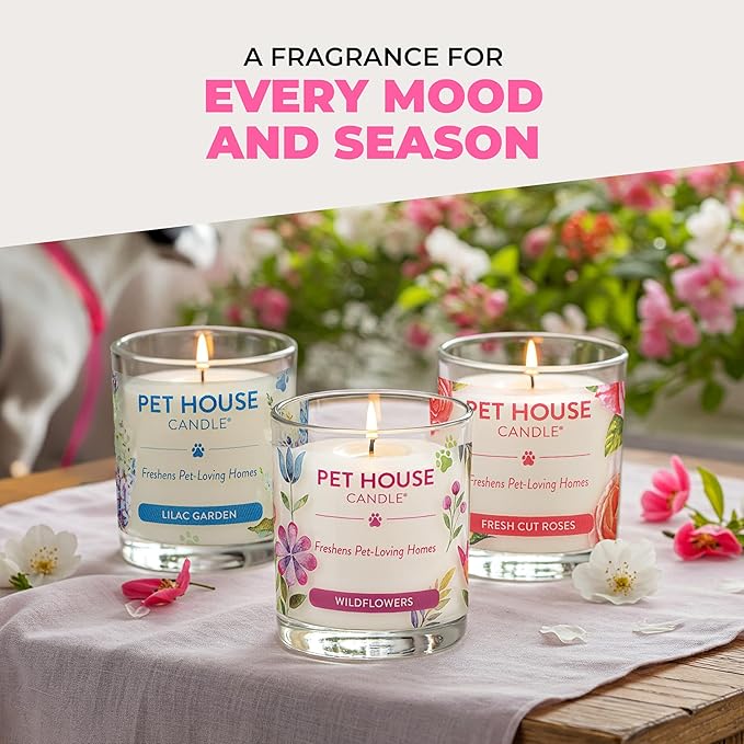 Pet House Candles, Clean Burning, Long Lasting Pet Odor Candles, Plant-Based, 60 Hour Burn Time - Tropical Fruit, 9 oz
