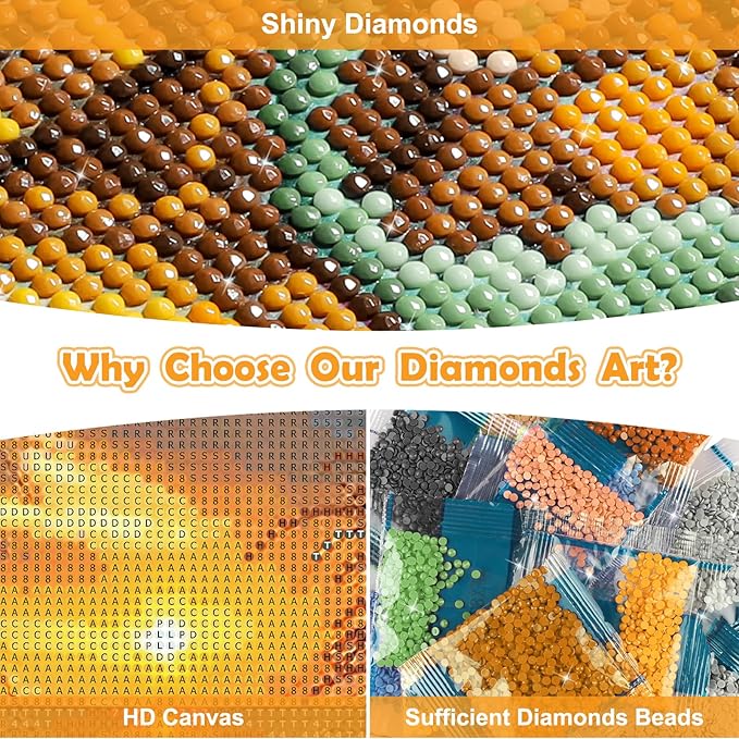 NEWENMO Diamonds Painting Kits for Adults Beginner DIY 5D Colorful Flowers Diamond Paint with Round Diamonds, Full Drill Gem Art Highland Cow Diamonds Art Painting for Home Wall Decor 12x12 Inch