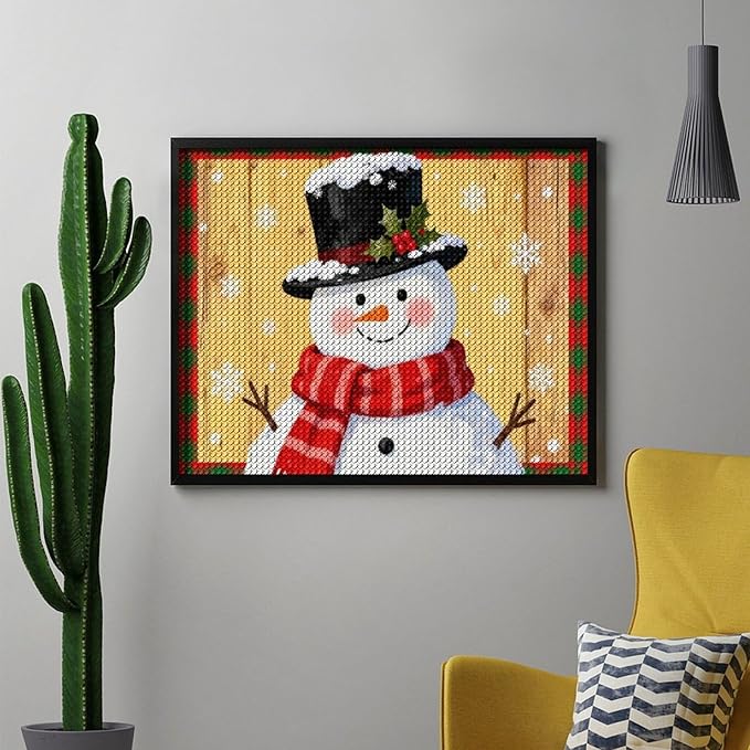 AIVKIEJK Diamond Painting Kits for Adults - Festive Snowman Red Scarf Painting DIY 5D Full Drill Diamond Dots Paintings with Diamonds Gem Art and Crafts Home Decor 16"x20"