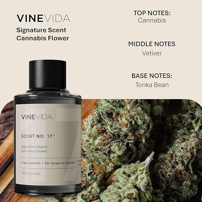 VINEVIDA [4oz] Cannabis Flower Fragrance Oil - Made in USA Scents for Candle Making - Natural Candle Fragrance Oil - Scents for Soap Making