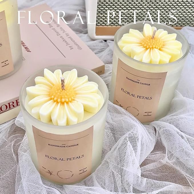 MGLIFEUL 2Pcs Flower Daisy Valentine Silicone Candle Making molds Silicone Flower Shapes Candle Wax Mold for Candles Making florally moldes de silicona para velas molde para velas de silicona