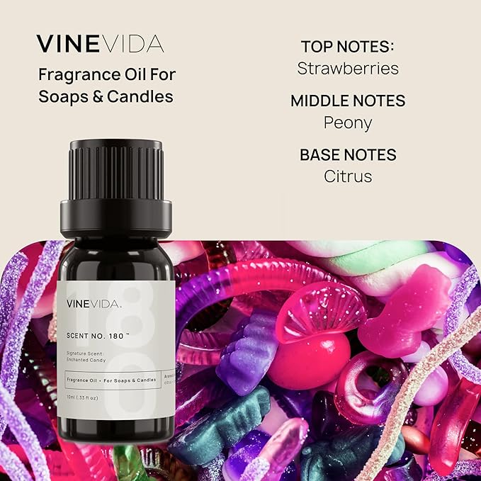 VINEVIDA [10ml] Enchanted Candy; Fragrance Oil for Candle Making and Soap Making - Premium Candle Scents for Soy Candles