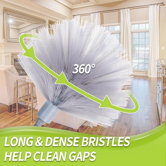 IVYROLL Cobweb Duster with Extension Pole, 100'' Microfiber & Chenille Ceiling Cleaner Kit, Reusable Feather Duster, Bendable, Washable