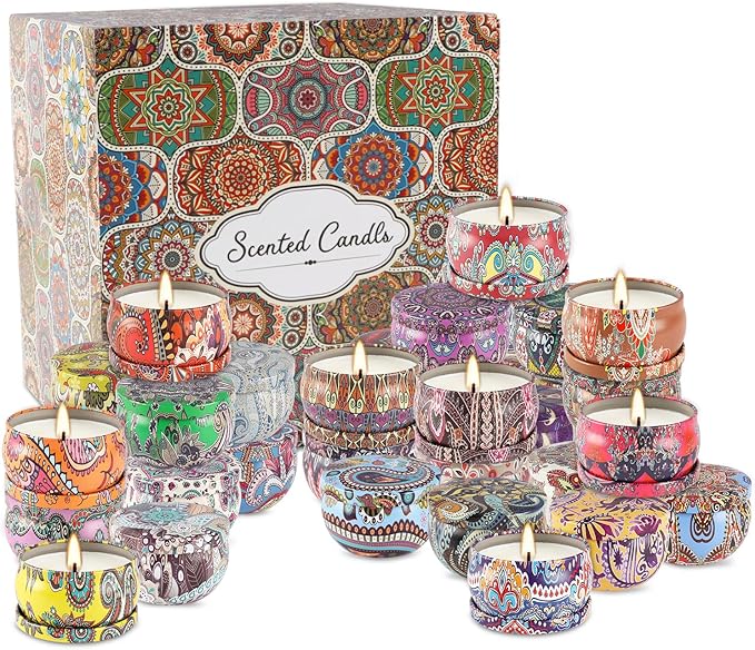 Scented Candles 36 Pack Soy Wax Travel Tin Jar Candles for Home 2.5 OZ Scented Candles for Mom for Christmas, Birthday, Thanksgiving, Mother's Day