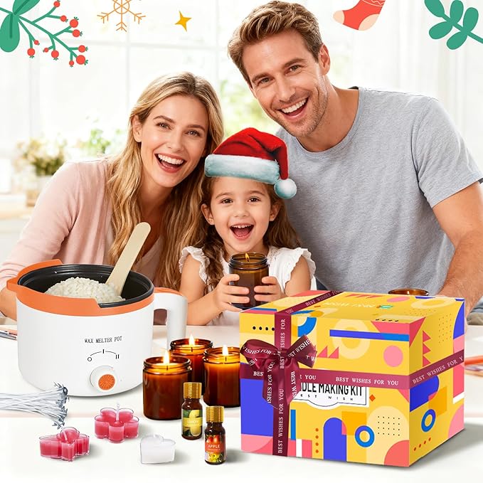 WcoDusak Candle Making Kit for Adults & Beginners, All-in-One DIY Soy Candle Making Kit with Electric Wax Melter, Create Cozy, Handmade Candles for Home Decor & Thoughtful Gifts