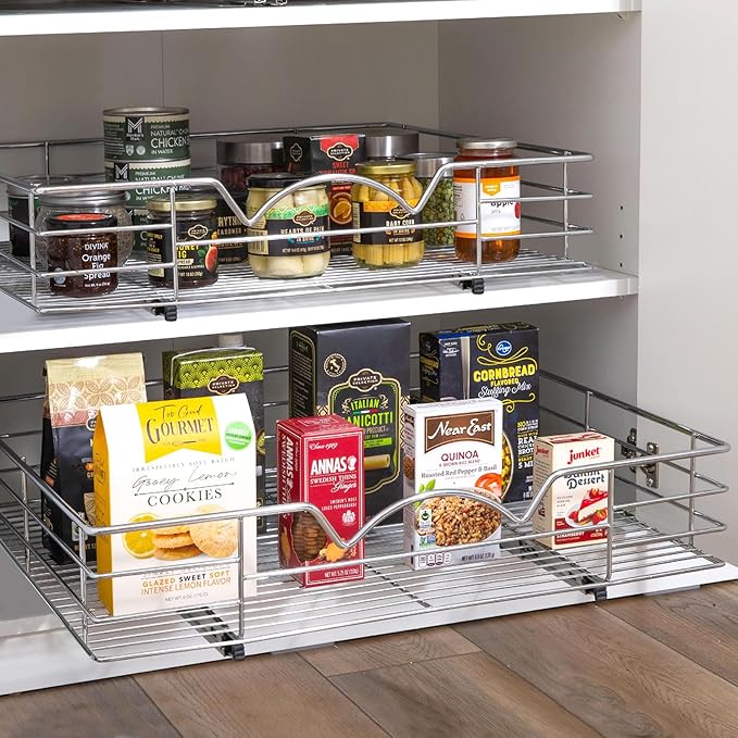 HOLDN’ STORAGE Pull Out Cabinet Organizer, Slide Out Drawer for Kitchen Cabinets & Pantry, Roll Out Shelf for Pots, Pans & Under Sink Storage, Heavy-Duty Full-Extension, 28" W x 21" D x 5" H